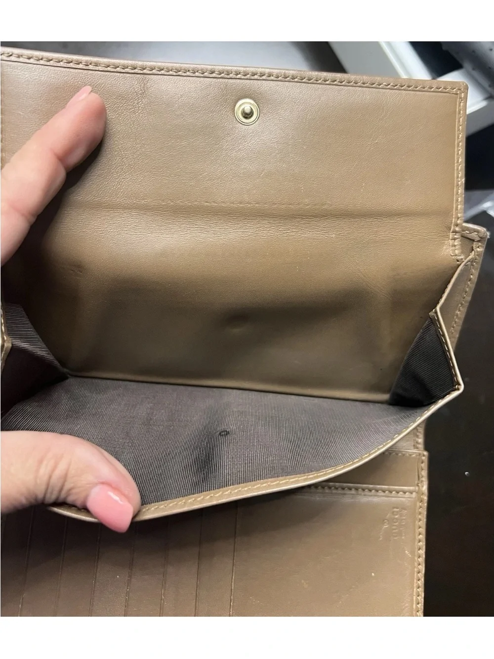 Authentic Gucci GG Canvas Web Stripe Continental Wallet Beige Pink w/Entrupy COA - Picture 4 of 10